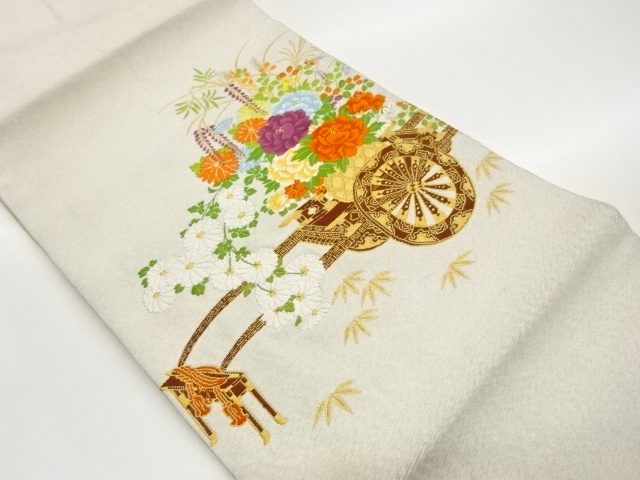 JAPANESE NAGOYA OBI / WOVEN FLORAL CART